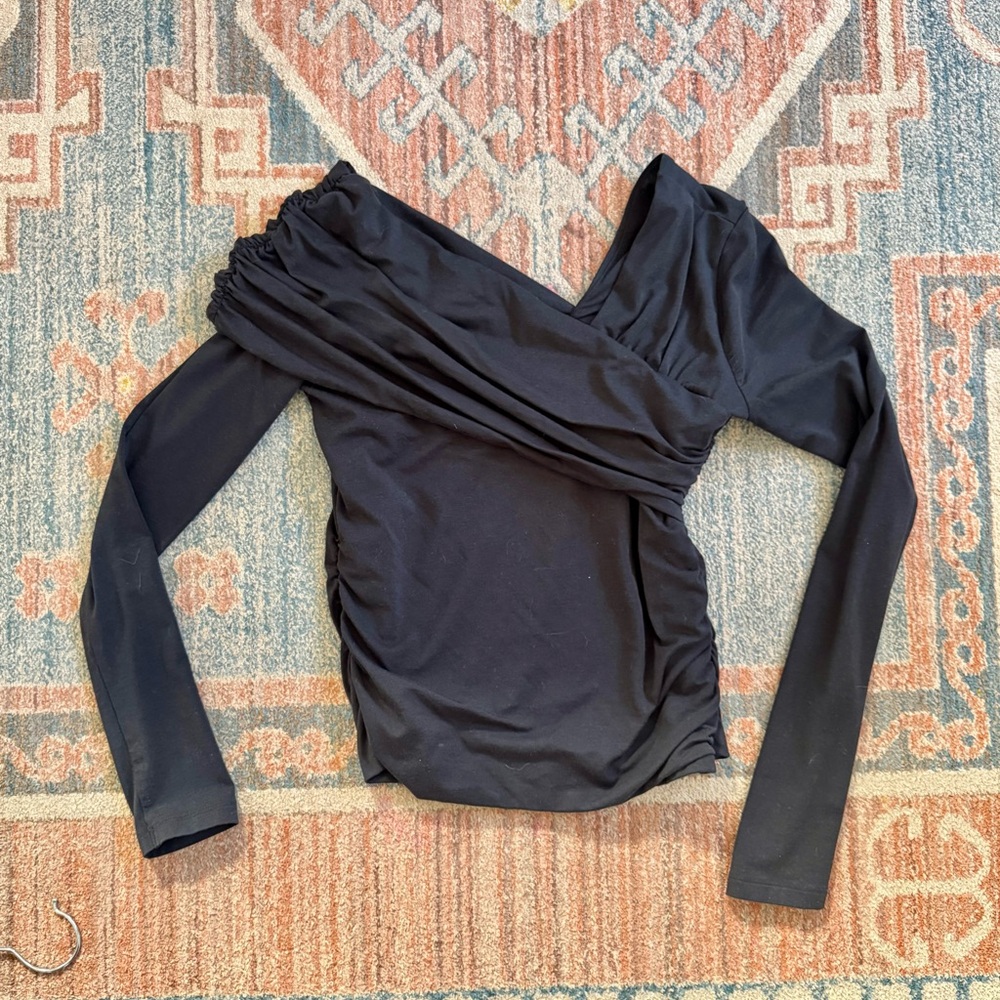 Abercrombie & Fitch Black Ruched Off-Shoulder Blouse